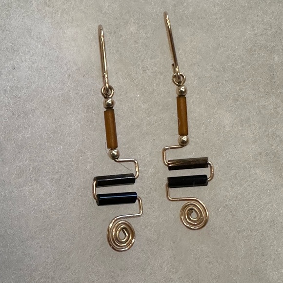 3/$35 Elongated Architectural designed Gold filled wire earrings - Picture 2 of 7